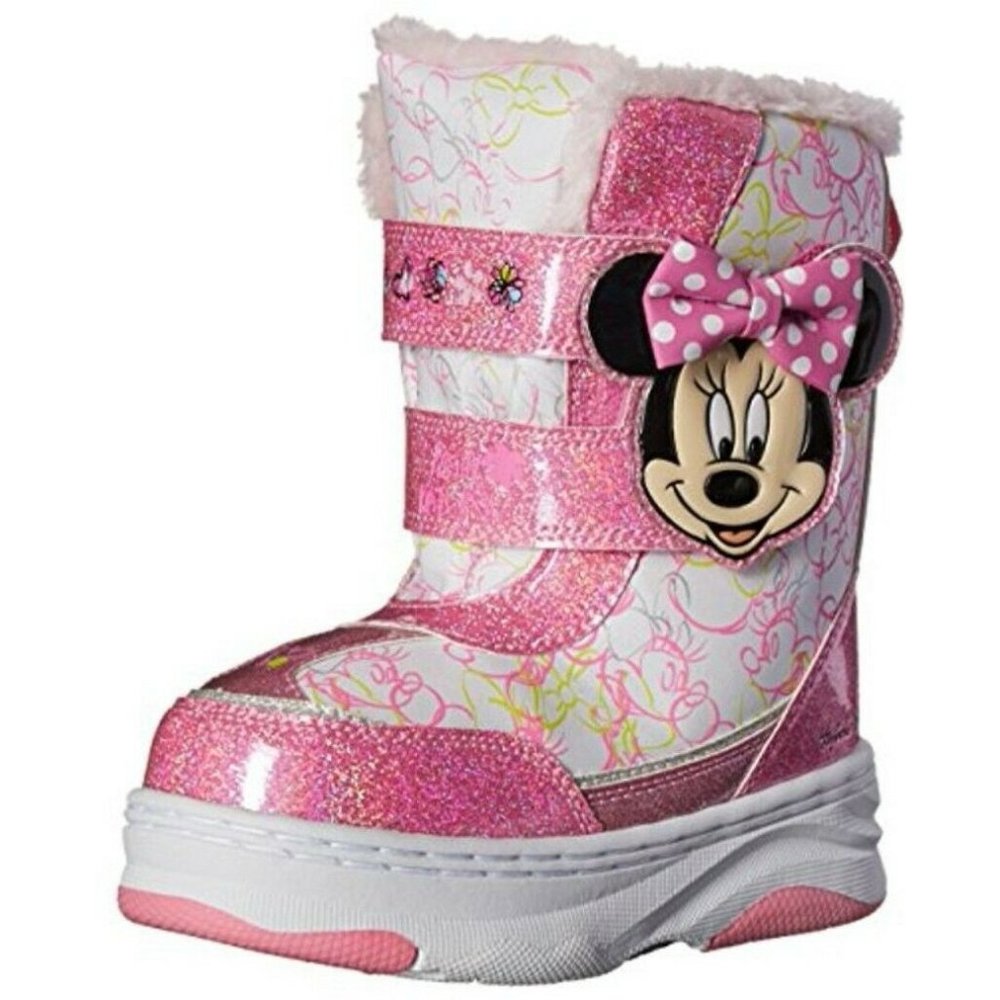 Disney Jr Minnie Mouse Pink Fur Winter Snow Boots